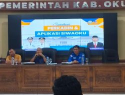 Dinas Kominfo OKU Sosialisasi Sistim Informasi Aplikasi SIWA OKU bersama wartawan di gedung Abdi Praja Pemda OKU