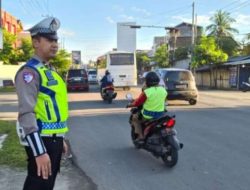 Polres OKU Gelar Strong Point Pagi untuk Wujudkan Kamseltibcarlantas