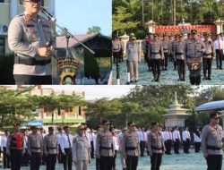 Polres OKU Ikuti Apel Pagi dan Pemberian Penghargaan Personel Polda Sumsel Secara Daring