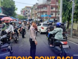 Personel Sat Lantas Polres Oku Giat Strong Ponit Pagi Upaya Mengurangi Kemacetan